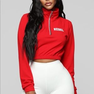 Red cropped Rebel hoodie